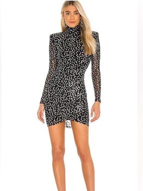 Cinq à Sept Marlene Sequin Mini Dress Black Silver Size 0 Cocktail Party Holiday